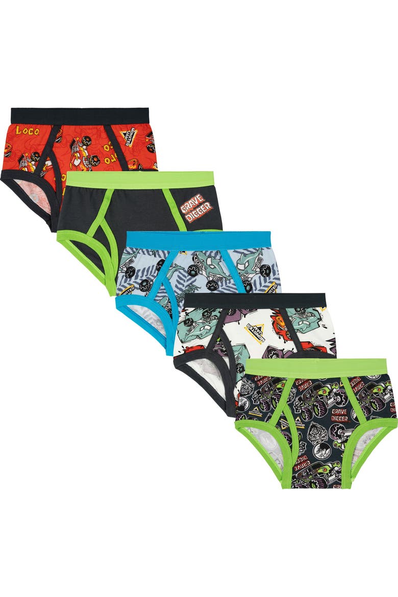 5-Pack Anti Chafing Briefs, Main, color, Monster Jam Multi