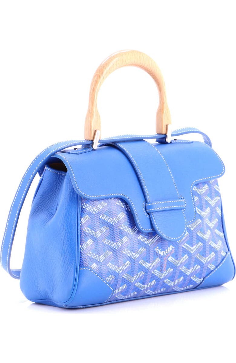 Pre-Owned Goyard Saigon Top Handle Bag Coated Canvas with Leather Mini, Alternate, color, Blue