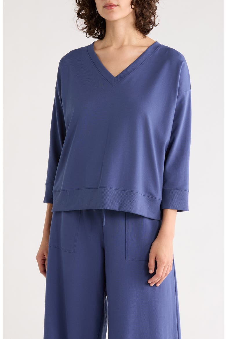 V-Neck Long Sleeve Organic Cotton Jersey Top, Main, color, BLUE VIOLET