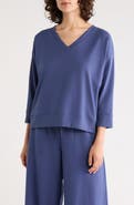 Eileen Fisher V-Neck Long Sleeve Organic Cotton Jersey Top