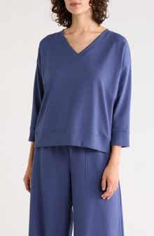 V-Neck Long Sleeve Organic Cotton Jersey Top