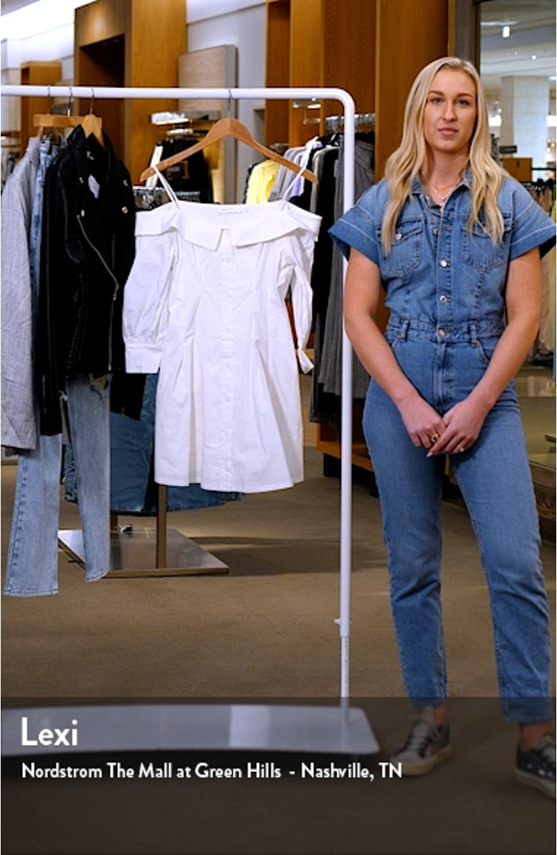 Cold Shoulder Stretch Cotton Poplin Mini Shirtdress, sales video thumbnail