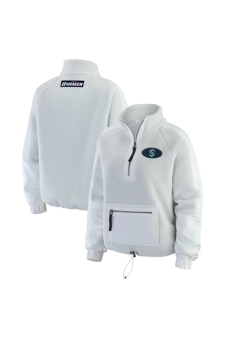 Women's WEAR by Erin Andrews Gray Seattle Kraken Polar Fleece Quarter-Zip Jacket, Main, color, Gray