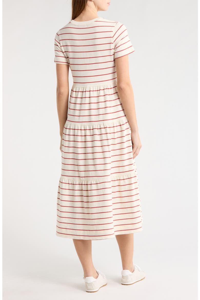 Luxe Stripe Tiered Sueded Cotton Dress, Alternate, color, WITHERED ROSE STRIPE