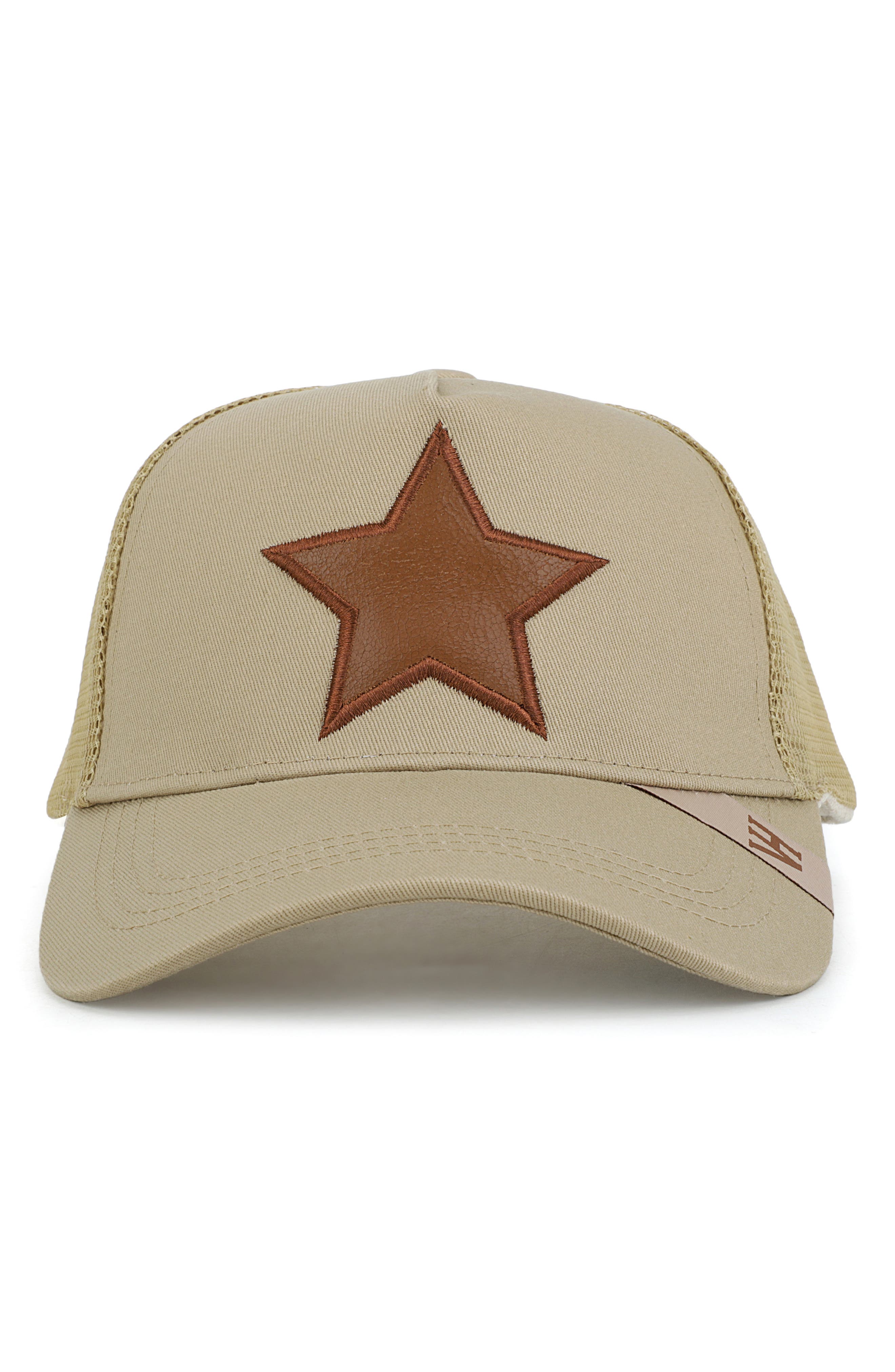 Embroidered Star Patch Mesh Panel Trucker Hat