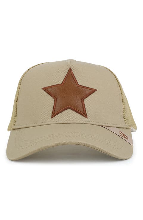 Embroidered Star Patch Mesh Panel Trucker Hat