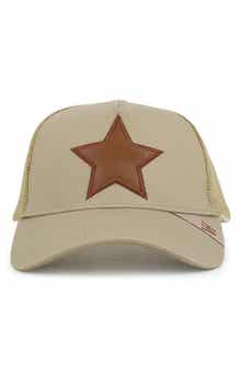 Embroidered Star Patch Mesh Panel Trucker Hat