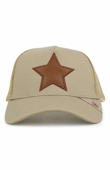 Embroidered Star Patch Mesh Panel Trucker Hat