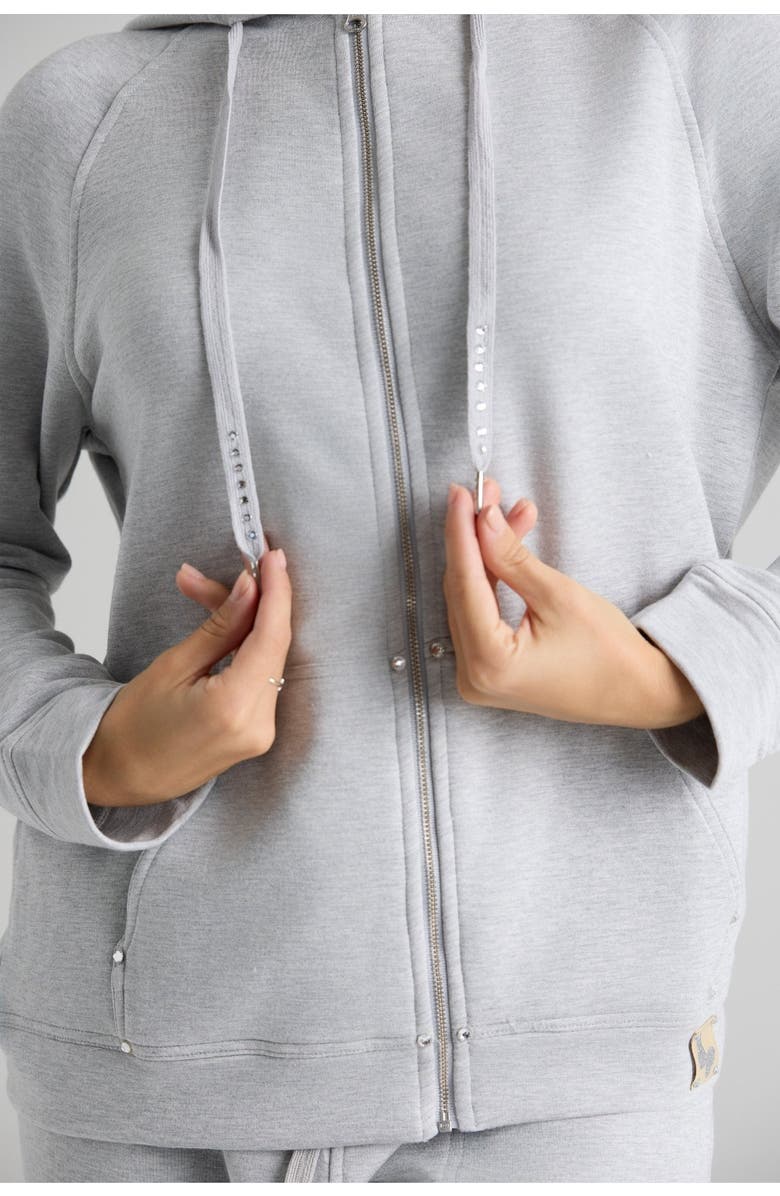 Le Fafo Evelyn Zip Up Hoodie, Main, color, Heather Gray