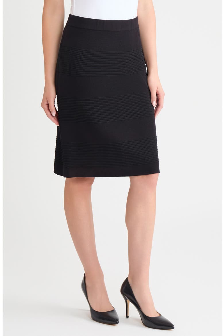 Ottoman Stitch Pencil Skirt, Alternate, color, BLACK