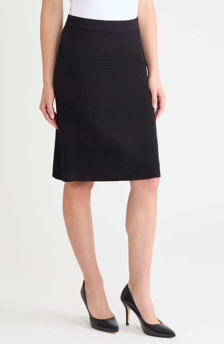 Misook Ottoman Stitch Pencil Skirt, Alternate, color, Black