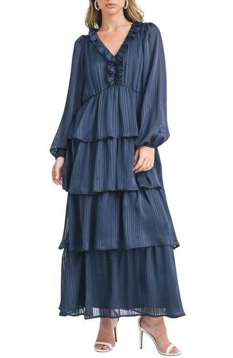 Tiered Long Sleeve Maxi Dress