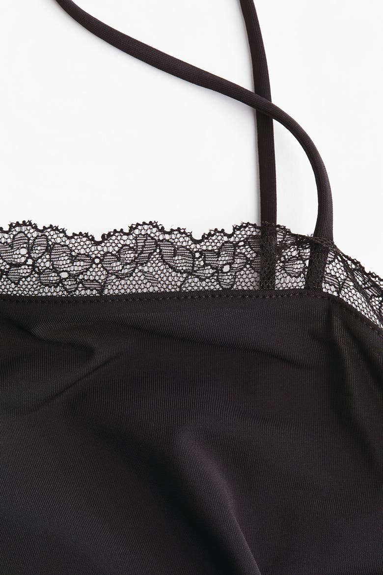Lace-trimmed Strappy Top, Alternate, color, Black