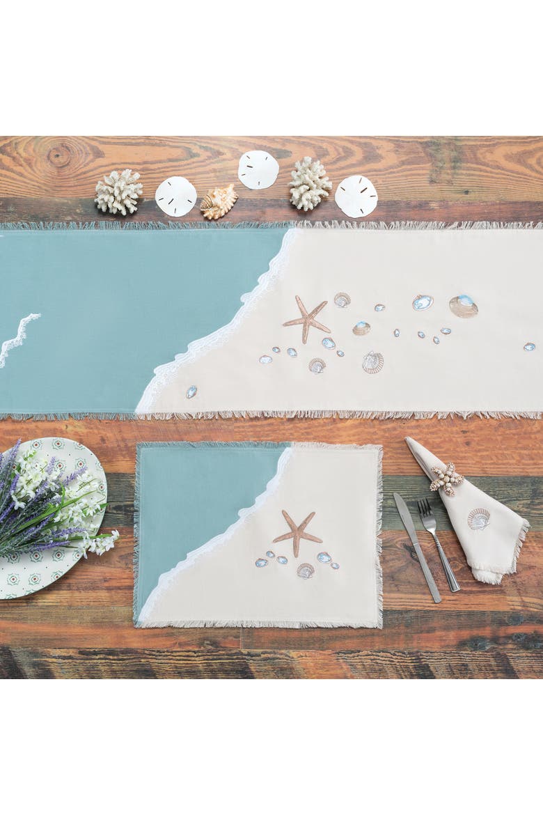 Shell Embroidered Set of 4 Cloth Napkins, Alternate, color, Off-White