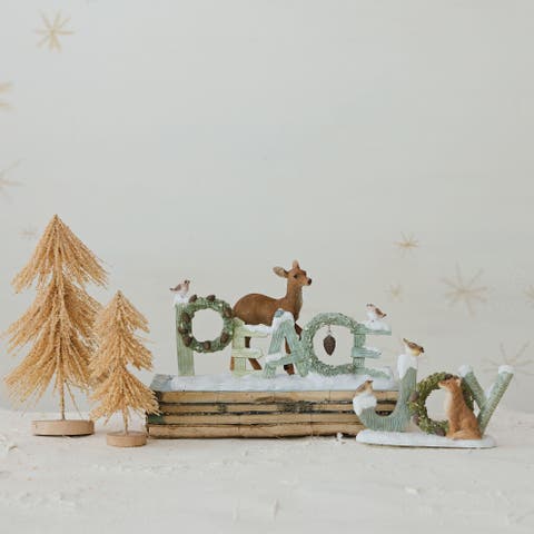 Woodland Joy Resin Figurine with Wreath and Birds