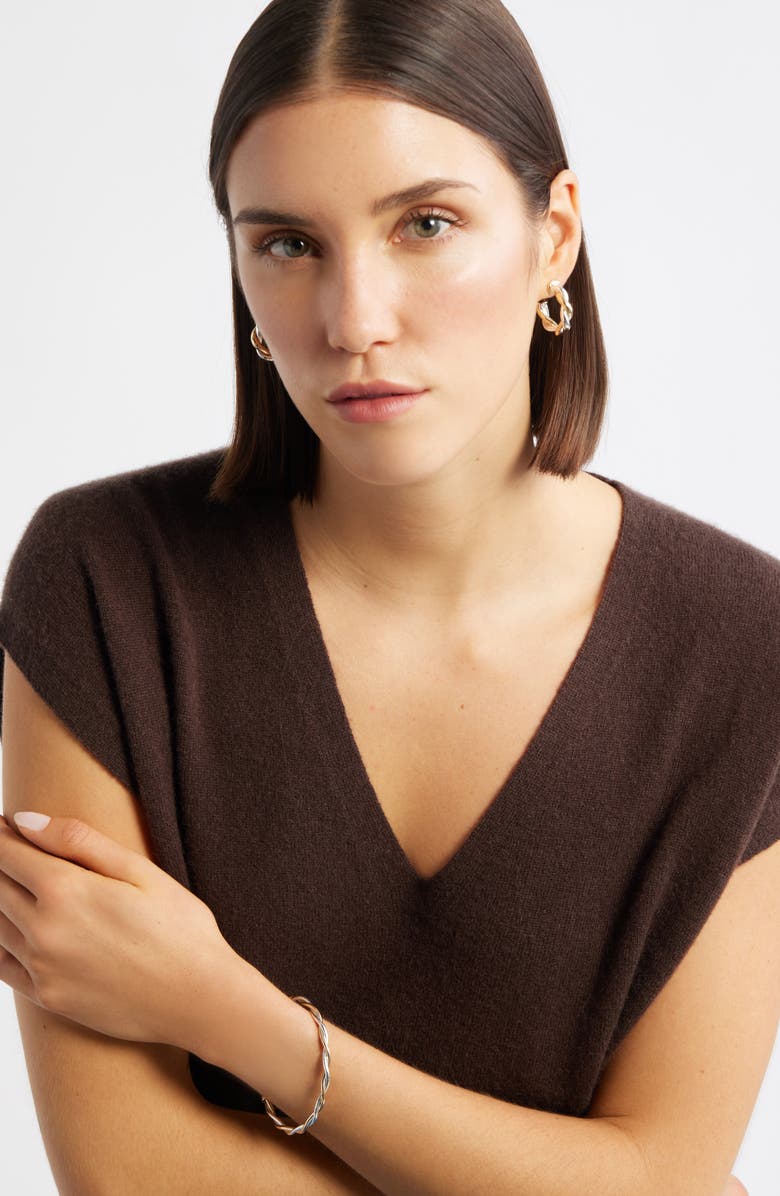 Nordstrom Twisted Wire Two Tone Cuff Bracelet, Alternate, color, Gold- Silver