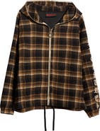 PLEASURES Groove Plaid Zip Poncho Hoodie