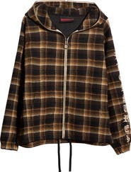 PLEASURES Groove Plaid Zip Poncho Hoodie