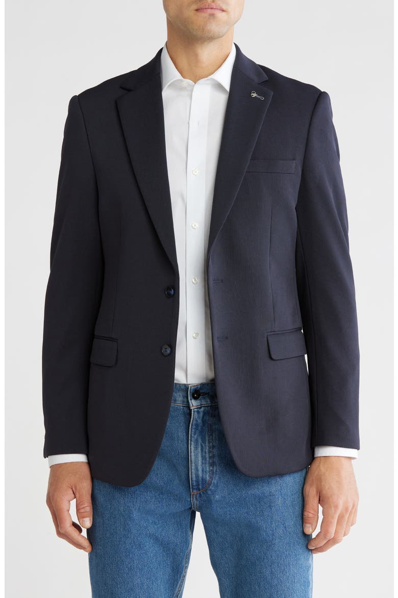 Textured Knit Blazer, Main, color, NAVY