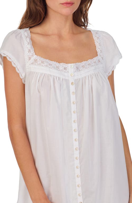 Eileen West Cap Sleeve Cotton Lawn Short Nightgown In White