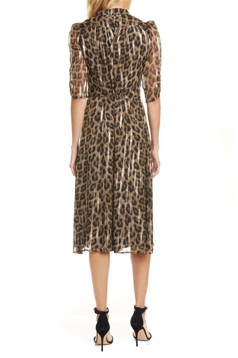 Metallic Leopard Print Shirtdress, Alternate, color, MULTI