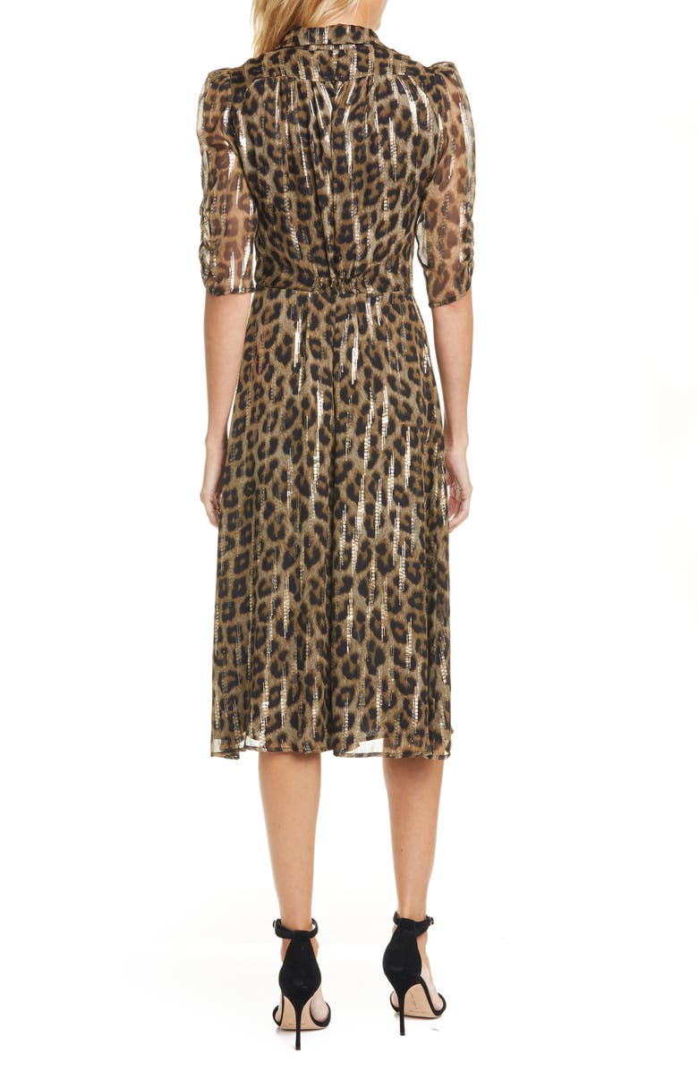 ba&sh Metallic Leopard Print Shirtdress, Alternate, color,