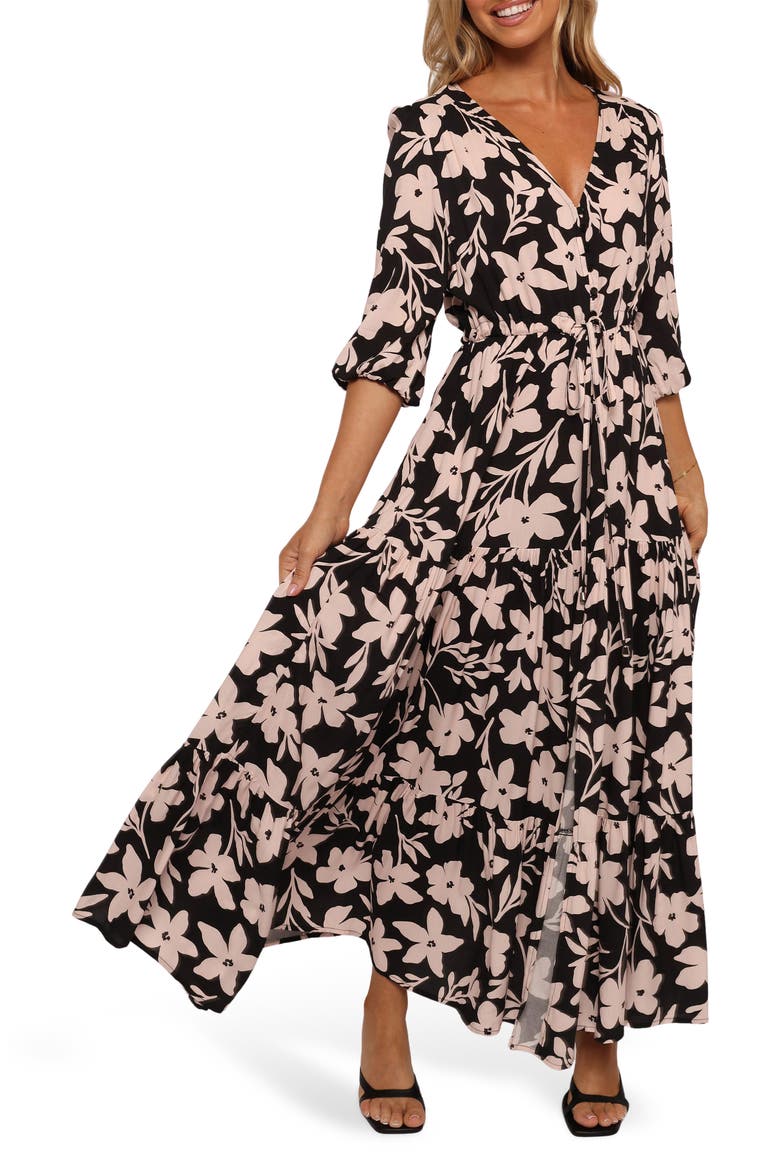 Kelda Floral Maxi Dress, Main, color, BLACK AUGUSTA PRINT