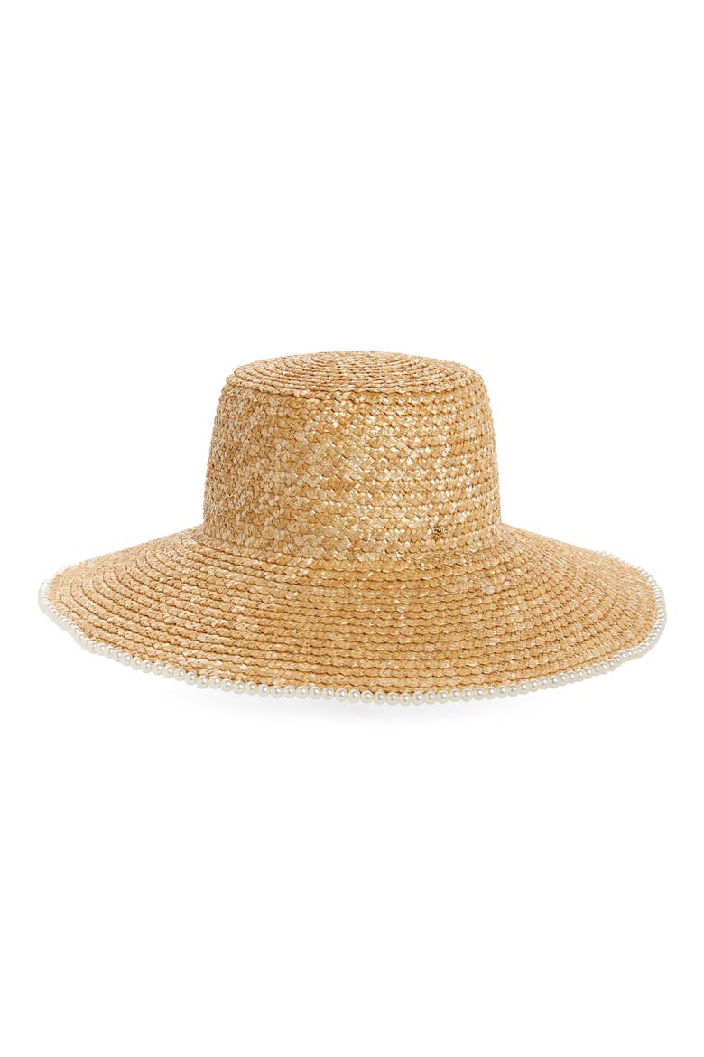 Imitation Pearl Straw Hat, Main, color, NATURAL