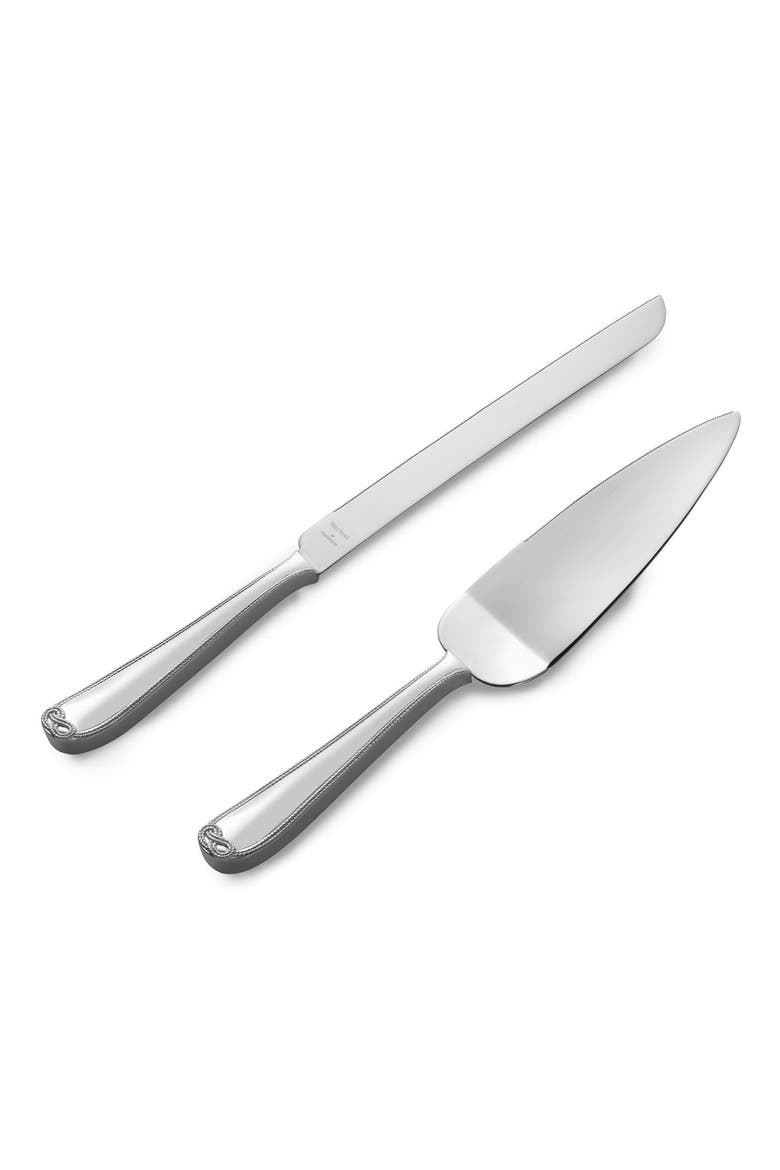 x Wedgwood Infinity Silver Plated Cake Knife & Server Set, Main, color, METALLIC SILVER