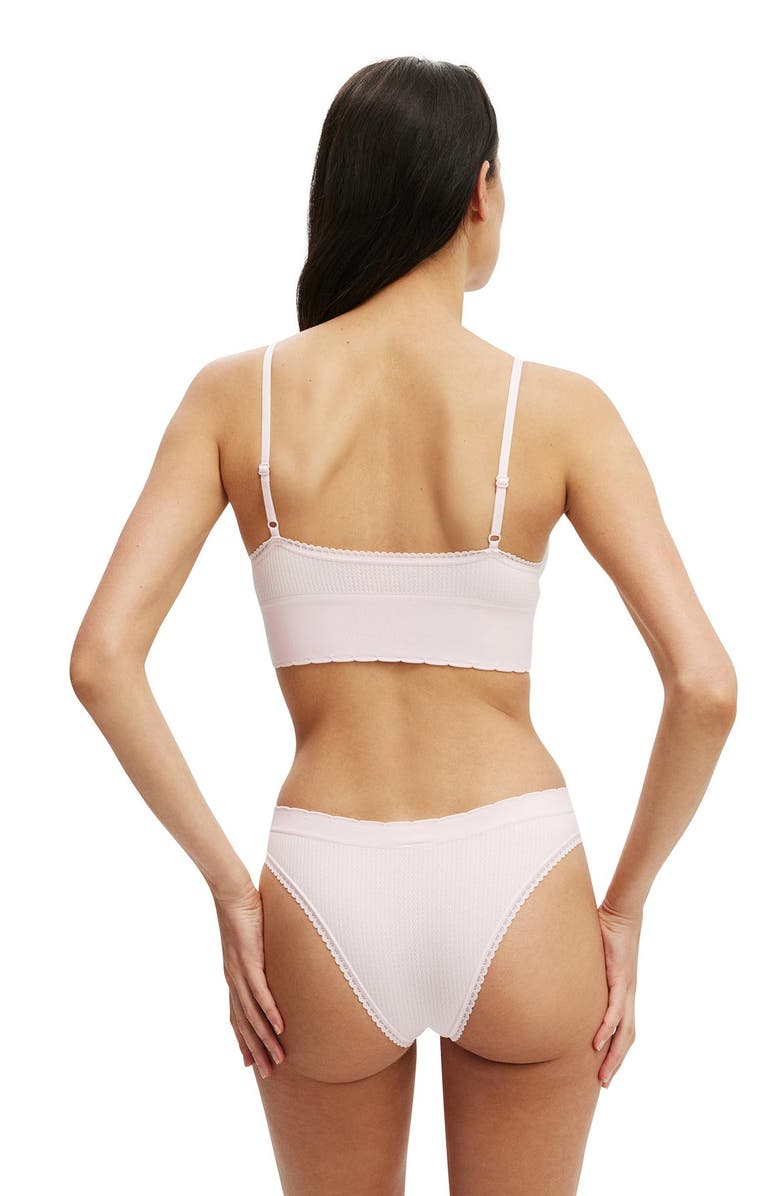 COTTON ON BODY Women's Seamless Longline Lace Trim Bralette, Alternate, color, Pink Kiss Texture