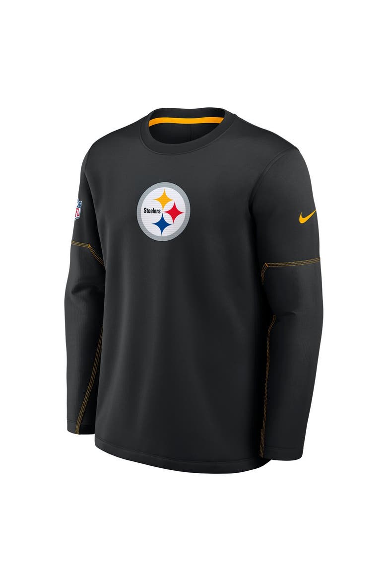 Men's Nike Black Pittsburgh Steelers Sideline Coaches Team Present Midweight Therma-FIT Sweatshirt, Alternate, color, Black