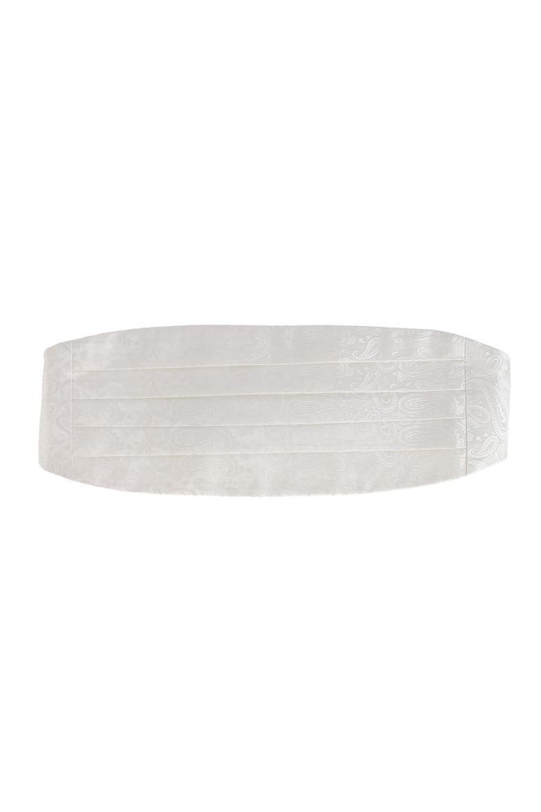 Banbury Tone on Tone Paisley Silk Cummerbund, Main, color, White