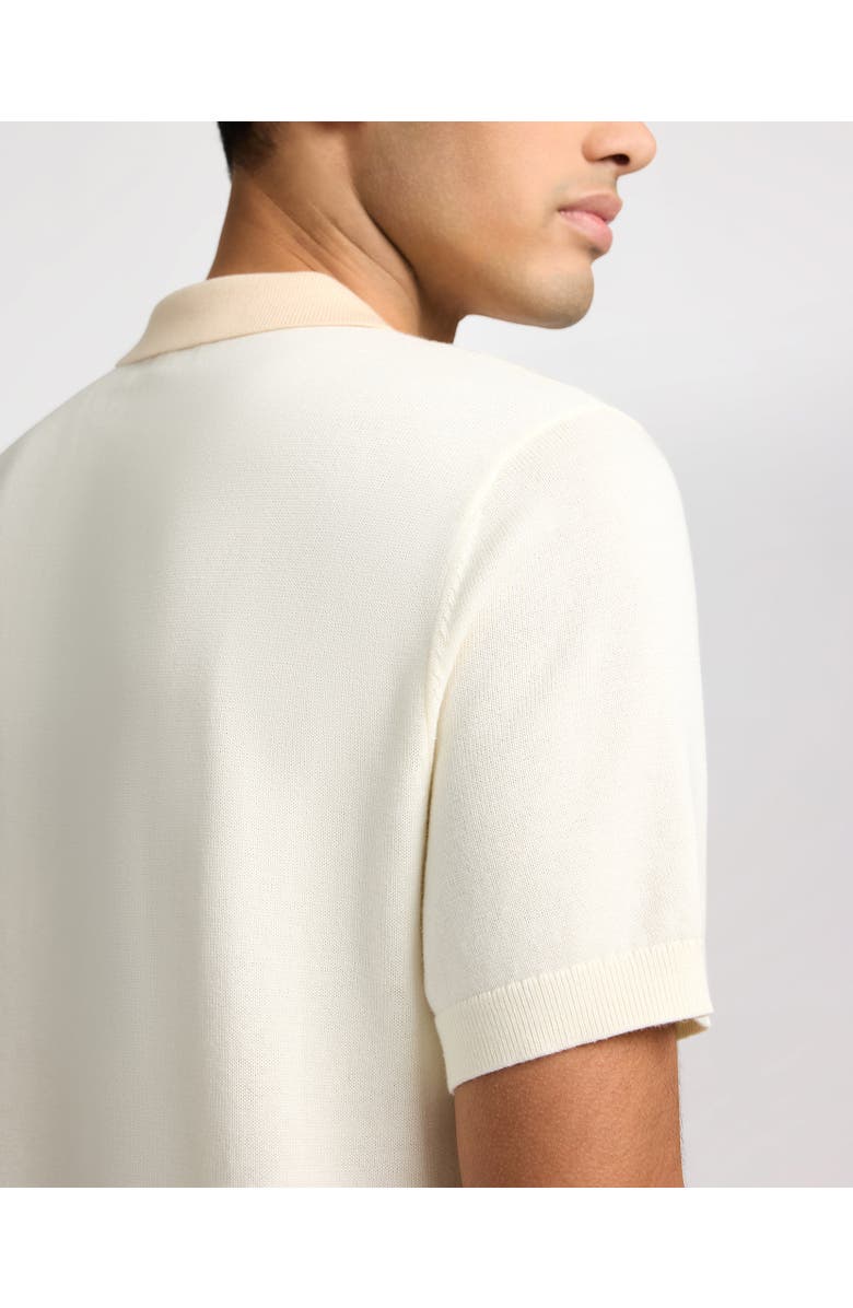 Onia Cotton Knit Short Sleeve Polo, Alternate, color, Natural/Egret