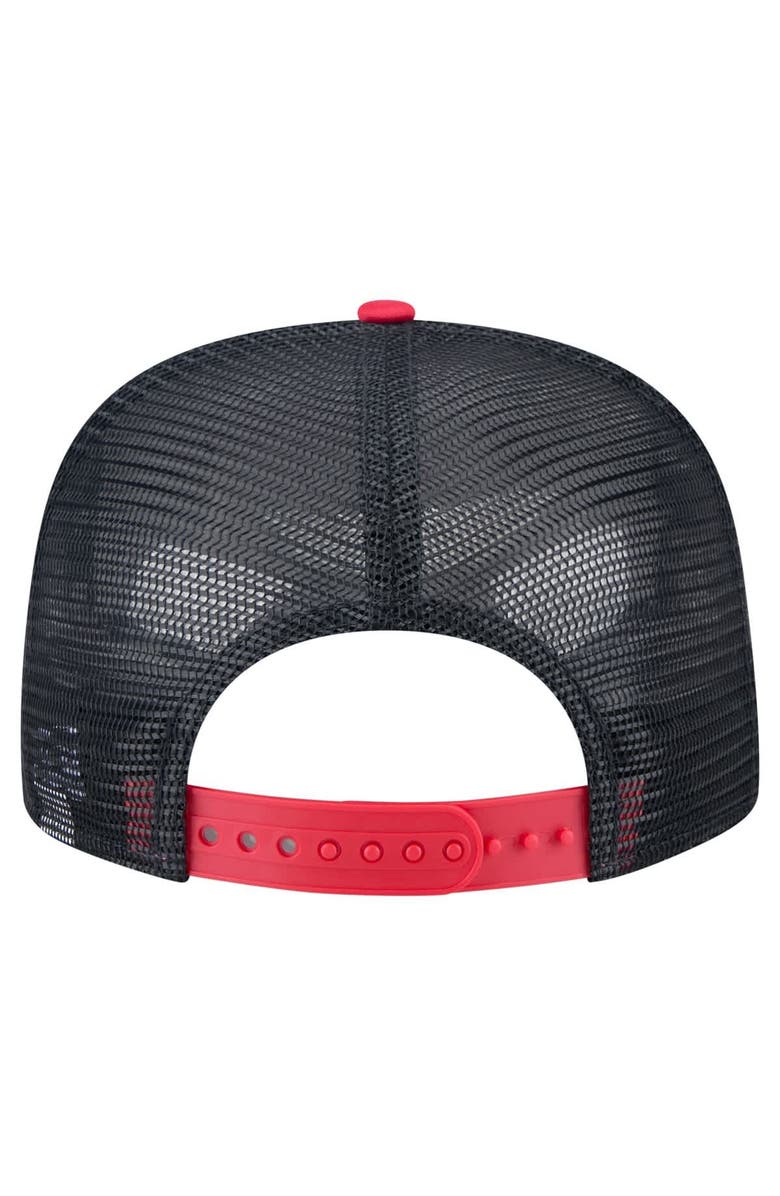 New Era Men's New Era White/Red Cleveland Guardians Retro Script Trucker 9FIFTY Snapback Hat, Alternate, color, White