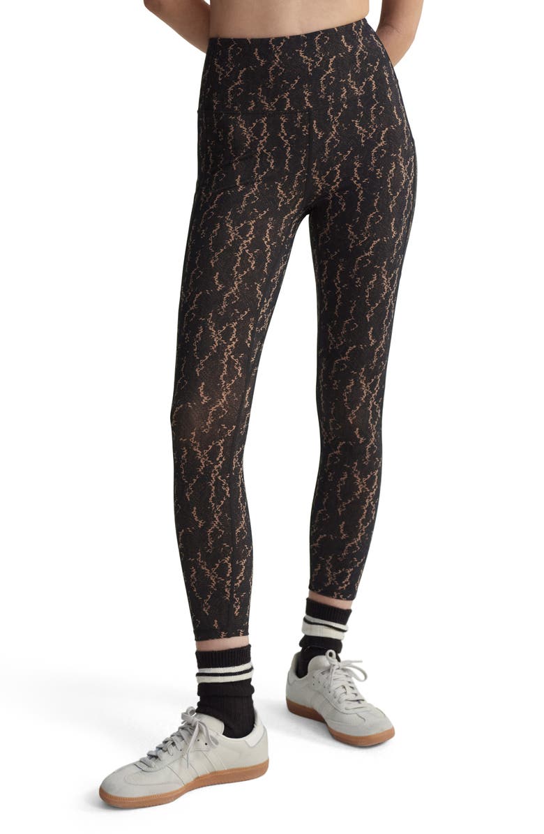 Varley Form High Waist Pocket Leggings, Main, color, Carob Fragment Snake