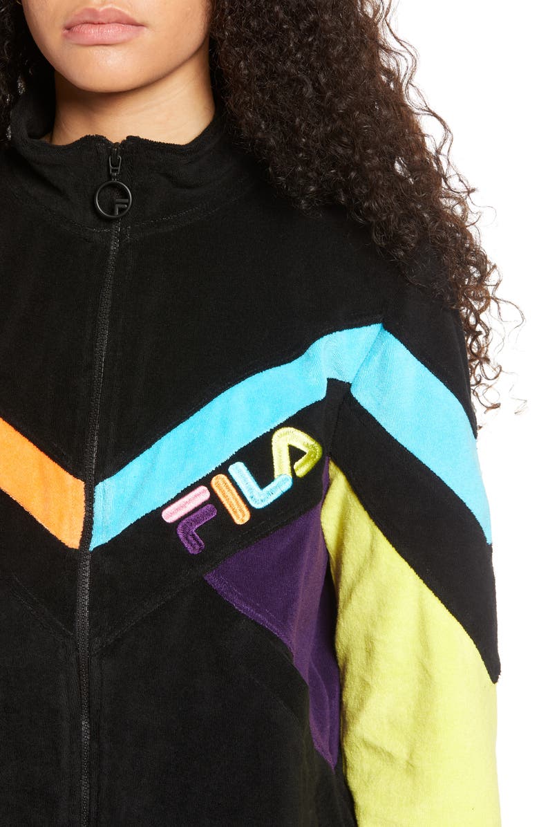 FILA Hadley Colorblock Velour Crop Jacket, Alternate, color,
