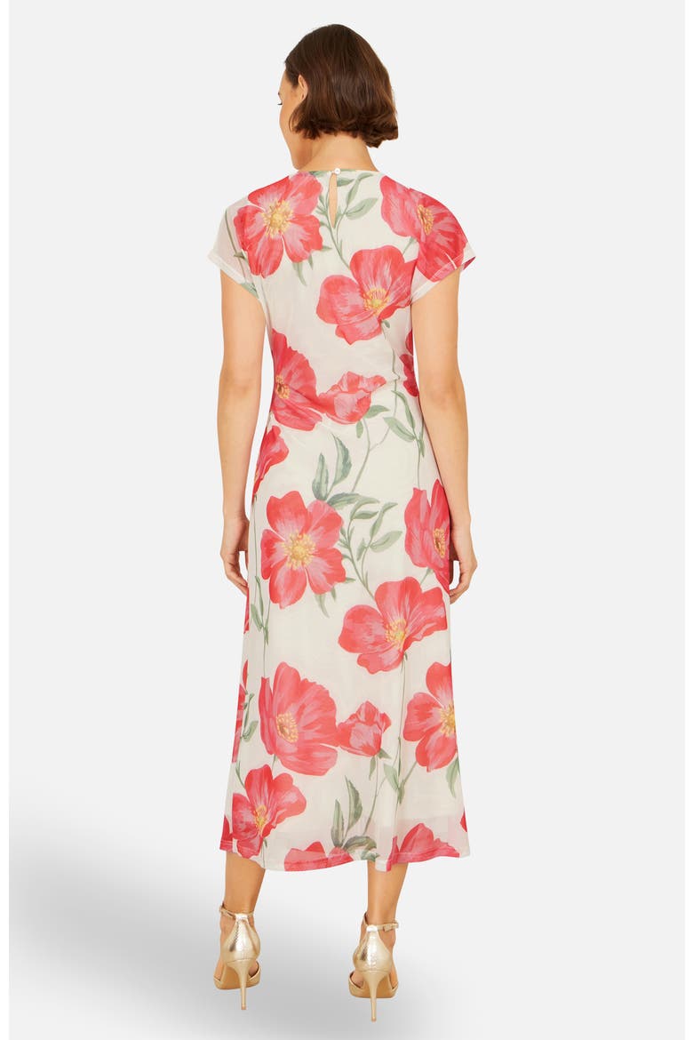 Poppy Print Midi Mesh Dress, Alternate, color, Ivory