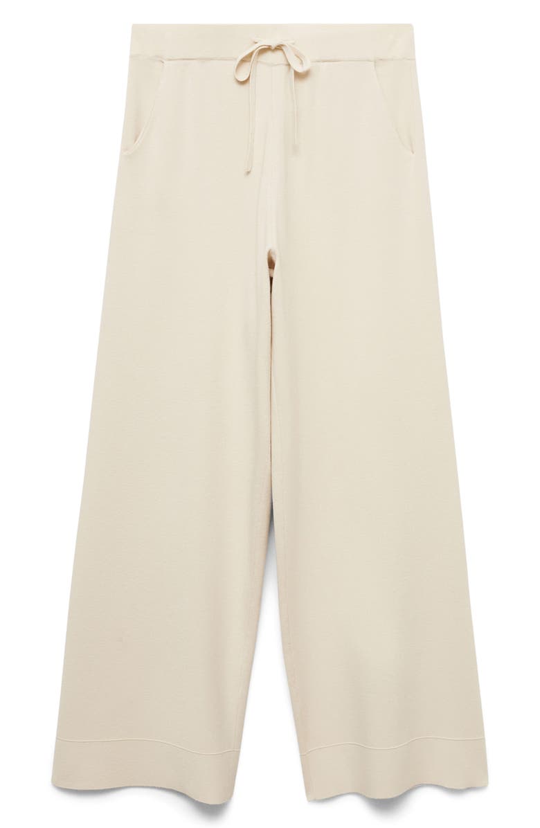 MANGO Wide Leg Rib Drawstring Pants, Alternate, color, 