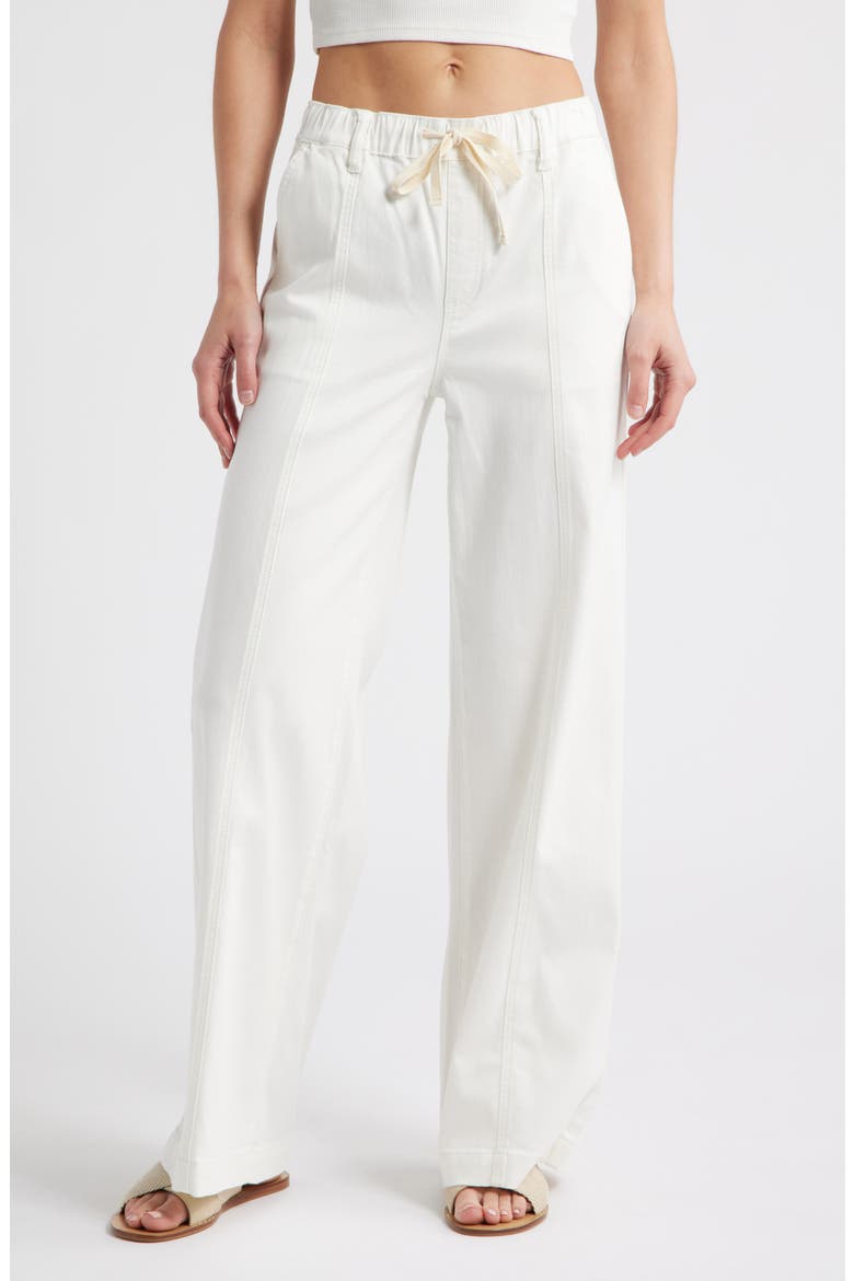 High Waist Wide Leg Drawstring Jeans, Main, color, WHITE