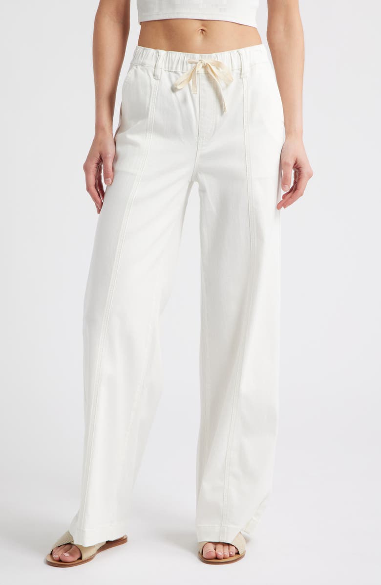 1822 Denim High Waist Wide Leg Drawstring Jeans, Main, color, White
