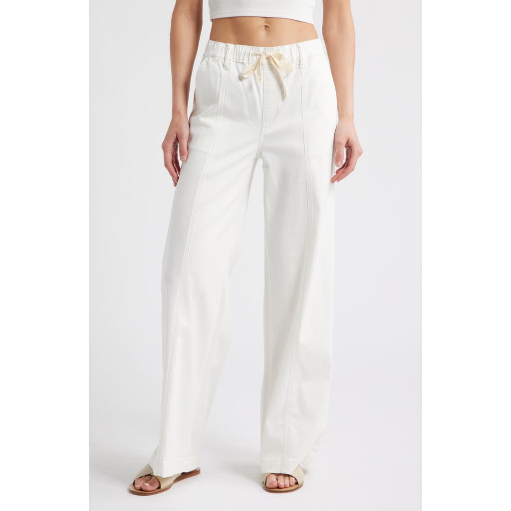 1822 Denim High Waist Wide Leg Drawstring Jeans In White