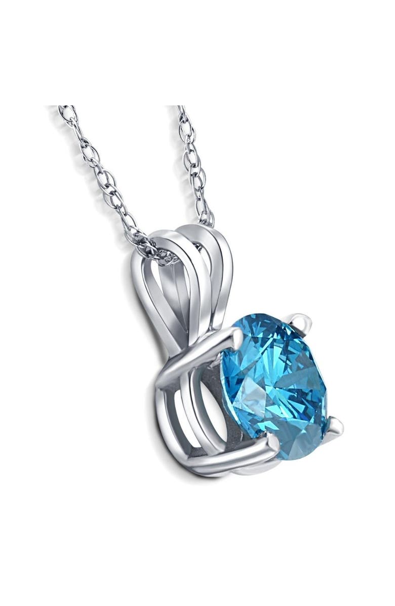 Bliss Diamond 1 Ct Blue Diamond Solitaire Pendant 14K Gold Lab Grown Necklace, Alternate, color, 