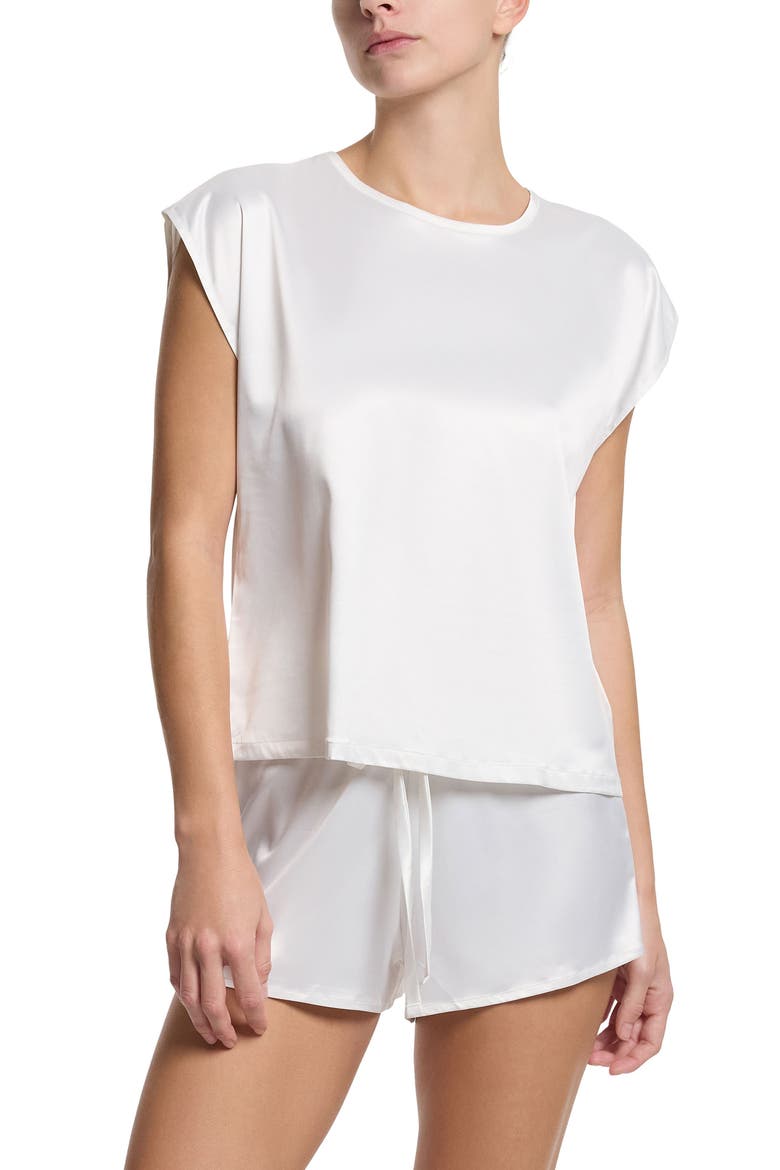 Satin Pajama Shorts, Alternate, color, LIGHT IVORY