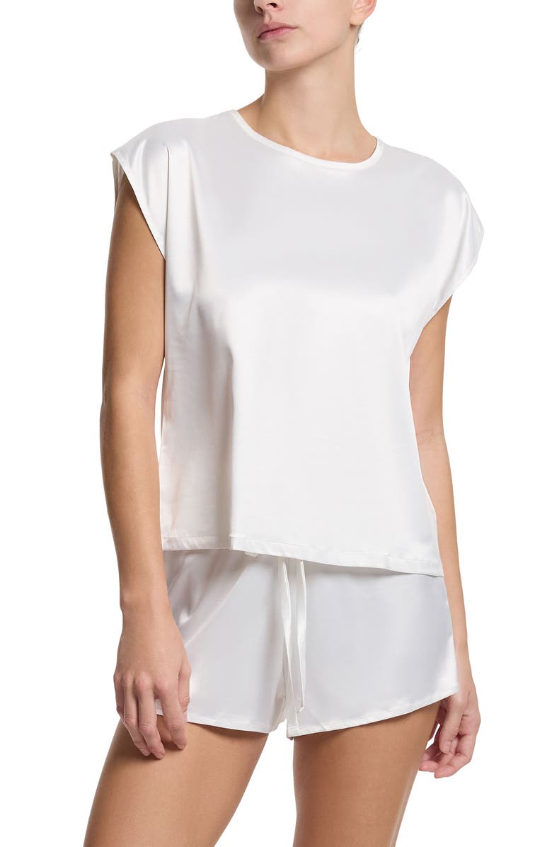 Hanky Panky Satin Pajama Shorts, Alternate, color, Light Ivory