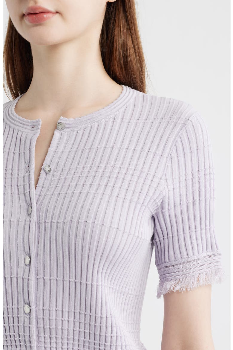 Ayan Fringe Trim Rib Cardigan, Alternate, color, LVMST
