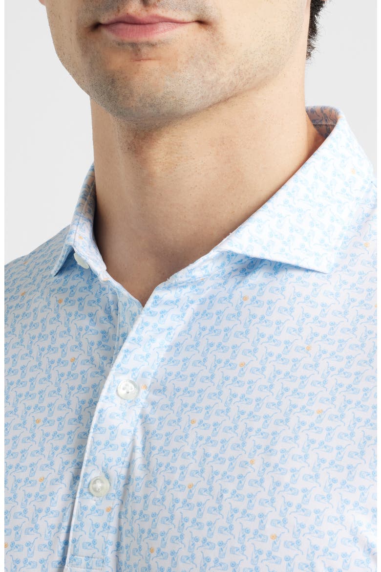 Minty Cocktail Print Performance Jersey Polo, Alternate, color, MALIBLU