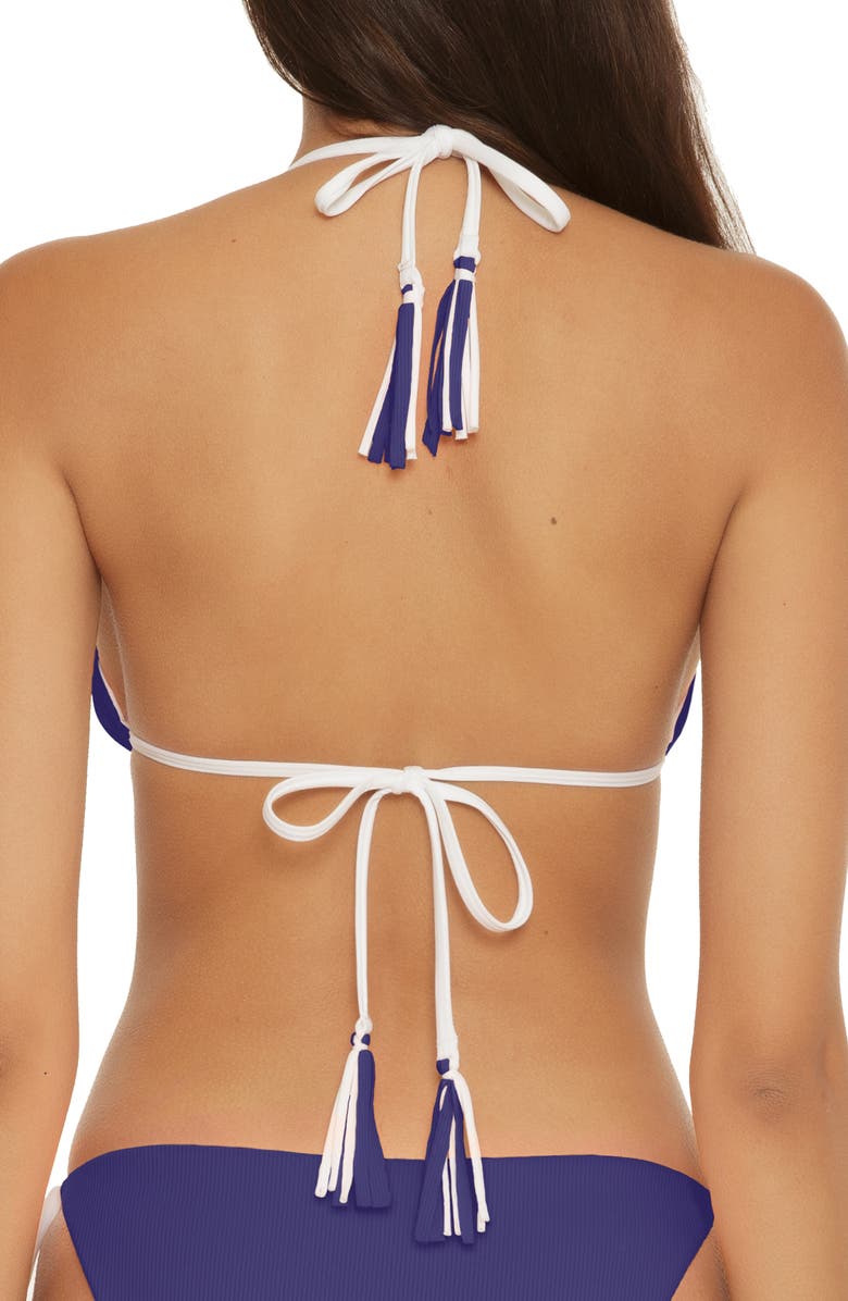 Becca Modern Reversible Rib Triangle Bikini Top, Alternate, color, Starry Night