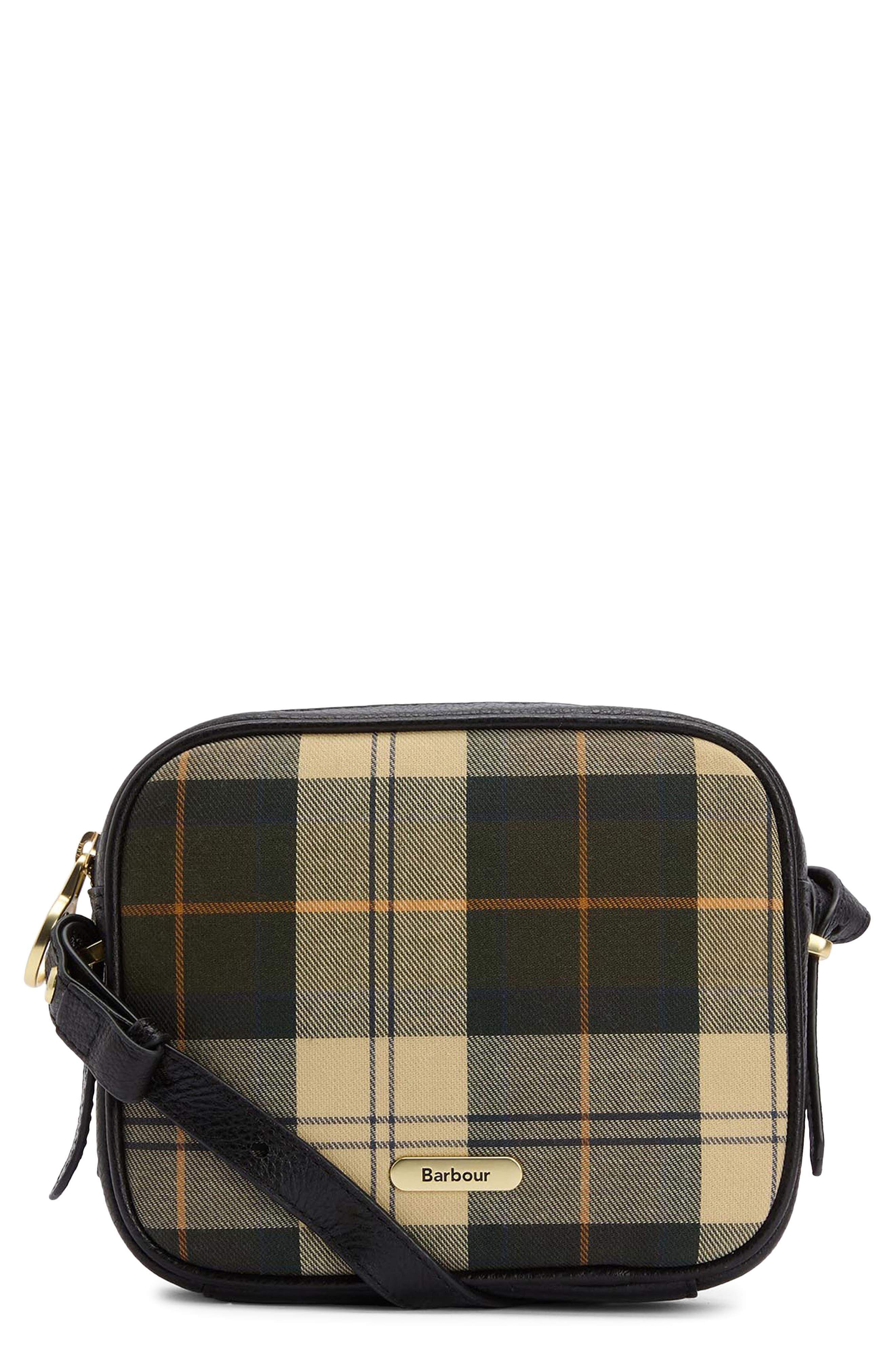 Barbour Daphne Tartan Plaid & Leather Crossbody Bag, Main, color, 