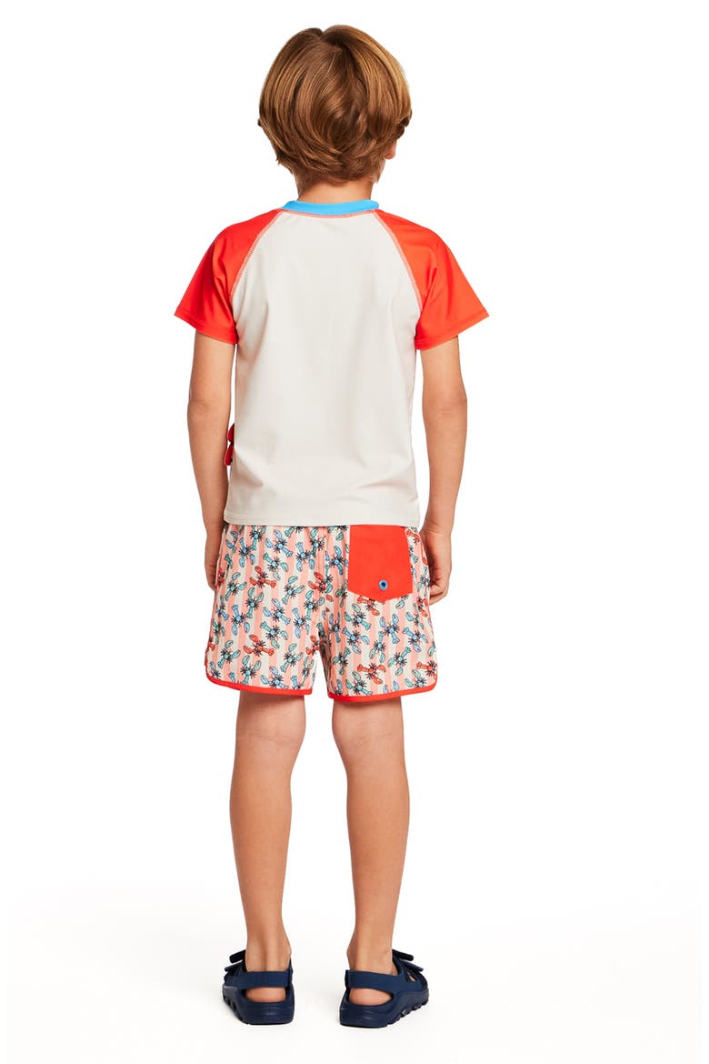 Kids' Skater Dog T-Shirt & Swim Shorts Set, Alternate, color, ORANGE LOBSTER
