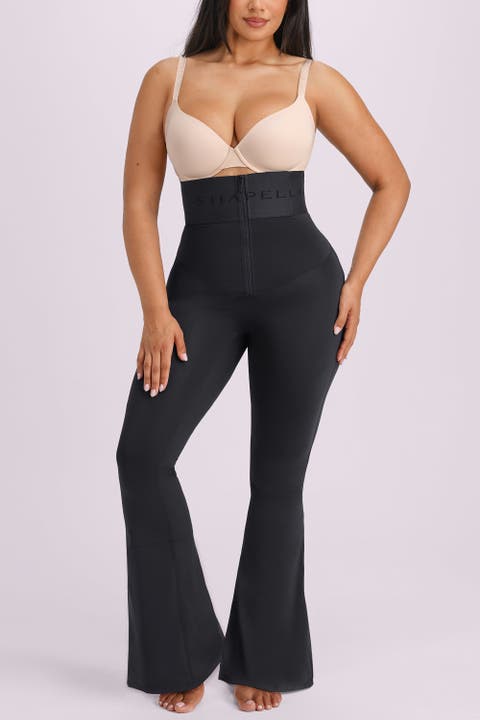 High Waist Tummy Control Front Zip Butt Lift Sculpting Flare Leggings